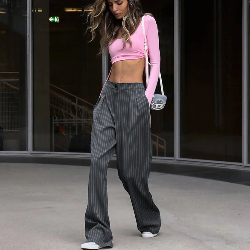 The Pinstripe Tailored Wide Trouser