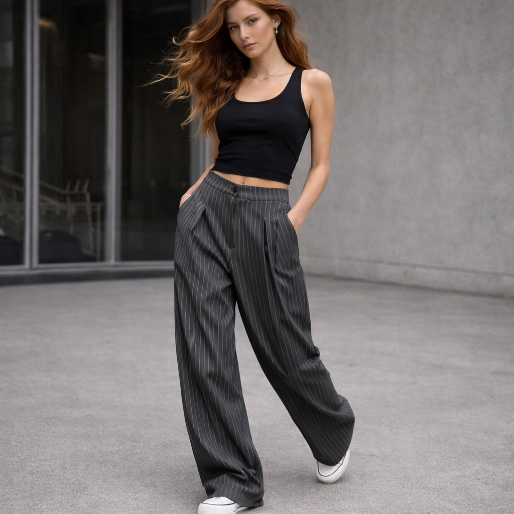The Pinstripe Tailored Wide Trouser