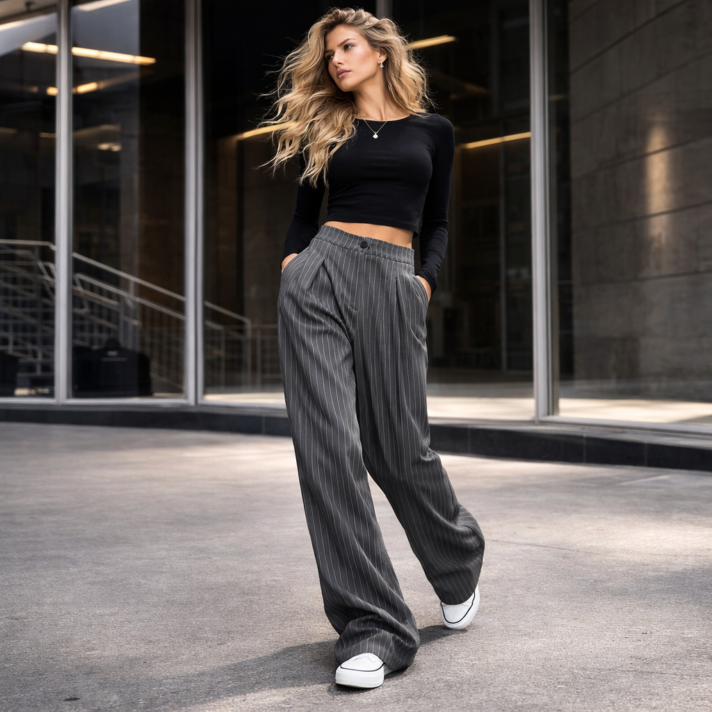 The Pinstripe Tailored Wide Trouser